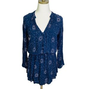 Rails Jasmine navy galaxy smocked mini dress MED 3562